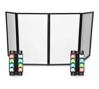 Pack Lumière Facade DJ Lycra Blanc 4 Panneaux Pliables 1200 x 700 - 2 Jeux Lumière Spider Ibiza LED8-MINI - Fête Scène Sono