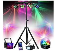 IBIZA SOUND LIGHT - Pack Lumière DJLIGHT60-7 Jeux de Lumière Projecteurs - Moonflower - Astro - Pied Support - Soirée - DJ Mobile