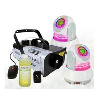 Pack Lumière Ibiza Light Machine à Fumée LSM900W - 2 Lyres 30W STAR-SPOT - Soirée Dj Mariage Danse Pro Fête