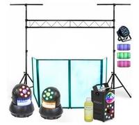 Pack Lumière Ibiza Portique SLB001 - Façade DJ - 2 Lyres Wash 30W DMX - Machine Fumée Astro PAR RGB LEDS - Projecteur Par 18x1W