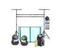 Pack Lumière Ibiza Portique SLB001 - Facade DJ - 2 Lyres Wash 30W DMX - Machine Fumée Astro PAR RGB LEDS - Projecteur Par 18x1W