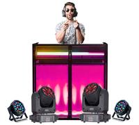 Pack Lumière Ibiza Régie DJ Booth Facade DS30 - 2 Lyres Spot 100W B-Eye 6x10W DMX - 2 Projecteurs PAR - Soirée Fête Pro Mariage