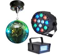 Pack lumière - LYT-OR - Pack LIGHT - Boule à facettes 20 cm - LED Strobe 26LED - IBIZA PAR-MINI-RGBW