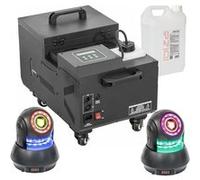 Pack Lumière Machine à Fumée Lourde 1500W - 2 Lyres 30W Spot Ibiza Light - Soirée Fête Danse Dj Mariage Noir