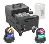 Pack Lumière Machine à Fumée Lourde 1500W - 2 Lyres 30W Spot Ibiza Light - Soirée Fête Danse Dj Mariage Noir
