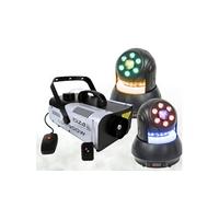Pack Lumière Ibiza Light Machine à Fumée LSM900W - 2 Lyres STAR-WASH 30W - Soirée Dj Danse Pro Fête Mariage Noir