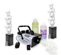 Pack Lumière Machine fumée 900W Ibiza LSM900W - 2 Machines à Bulles LED BUBBLE-DREAM - Liquides inclus - Mariage Soirée Club
