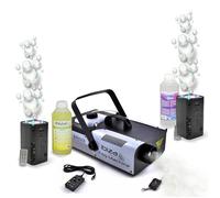 Pack Lumière Machine fumée DMX 1200W Ibiza LSM1200PRO - 2 Machines à Bulle LED BUBBLE-DREAM - Liquides inclus - Mariage Bapteme