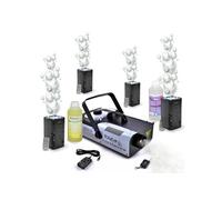 Pack Lumière Machine fumée DMX 1200W LSM1200PRO - 4 Machines à Bulle LED BUBBLE-DREAM - Liquides inclus - Soirée Fête Mariage