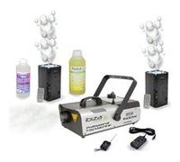 Pack Lumière Machine fumée DMX 1500W Ibiza LSM1500PRO - 2 Machines à Bulle LED BUBBLE-DREAM - Liquides inclus - Soirée DJ Mariage Noir