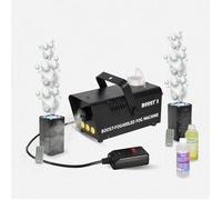 Pack Lumière Machine fumée LED 400W BOOST-FOG400LED-BK- 2 Machines à Bulles LED BUBBLE-DREAM - Liquides inclus - Ambiance Soirée DJ
