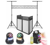 Pack Lumière Machine Fumée LED 700W - Portique Ibiza SLB001 - Régie Booth DS30 - 2 Lyres Wash 30W - Soirée Fête Dj Mariage Pro