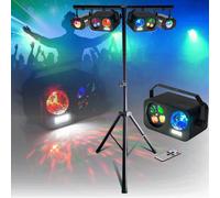 Pack lumière Mooving Light & Sound ML-SUPPORT-DJLIGHT 1,60m - 4 Jeux de Lumières Astro Gobo Strobe - Soirée anniversaire maison