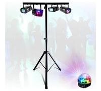 Pack Lumière Mooving Light & Sound ML-SUPPORT-DJLIGHT 1,60m réglable - 5 Jeux de Lumière Astro Strobe Derby LED Noir