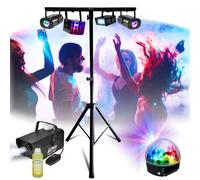 Pack Lumière Mooving Light & Sound Pied réglable ML-SUPPORT-DJLIGHT - 5 Jeux de lumière Astro Derby Strobe - Machine à fumée 400W