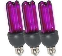 Pack LUMIERE NOIRE, 3 Ampoules UV BL25ESL - A ECONOMIE D'ENERGIE 3U - 25W, Rend fluorescentes les matières blanches