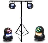 Pack Lumière Pied ML-SUPPORT-DJLIGHT 2 Projecteurs Ibiza Light THINPAR-9X6W-RGBW - 2 Lyres Wash 30W - Soirée Fête Dj Mariage