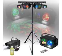 Pack lumière pied Mooving Light & Sound ML-SUPPORT-DJLIGHT - 4 jeux de lumières Astro Gobo Strobe - Machine à fumée