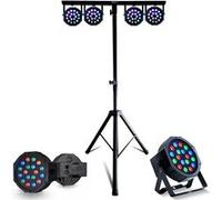 Pack Lumière Pied ML-SUPPORT-DJLIGHT - 4 projecteurs par RGB DMX - Fête Soirée Anniversaire