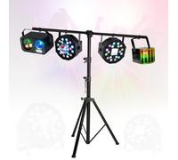 Pack Lumière Pied Portique IBIZA LIGHT Jeu Lumière 3-en-1 Stroboscope Gobo Astro Projecteur PAR Astro PAR Strobe Derby Fête Dj Sono