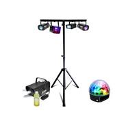 Pack Lumière Pied réglable ML-SUPPORT-DJLIGHT - 5 Jeux de lumière Astro Derby Strobe - Machine à fumée 400W