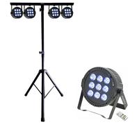 Pack Lumière Pied Support ML-SUPPORT-DJLIGHT - 4 Projecteurs Ibiza THINPAR-9X6W-RGBW - Soirée Fête Animation Mariage DJ