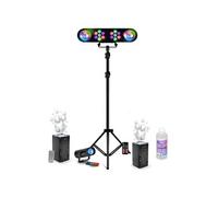 Pack Lumière Portique DJ Mooving LEDBAR-ASTRO-RC - 2 Machines Bulles LED BUBBLE-DREAM - Effet Lumière Miniwave - DJ Soirée Scène