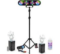 Pack Lumière Portique DJ Mooving LEDBAR-ASTRO-RC - 2 Machines Bulles LED BUBBLE-DREAM - Effet Lumière Miniwave - DJ Soirée Scène Noire