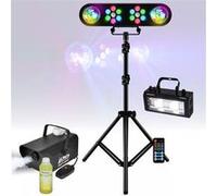 Pack Lumière Portique DJ Mooving LEDBAR-ASTRO-RC - Machine Fumée PARTY-SM400 - Effet Stroboscope Ibiza STROBE40LED Fête Bar Noir