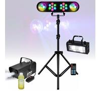Pack Lumière Portique DJ Mooving LEDBAR-ASTRO-RC - Machine Fumée PARTY-SM400 - Effet Stroboscope Ibiza STROBE40LED Fête Bar