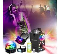 Pack Lumières IBIZA LIGHT - Ensemble Jeux Lumières Stroboscope Astro Derby - Machine Fumée LEDS RGB FOGGY-ASTRO Soirée Cadeau Fête