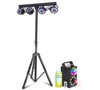 Pack Lumières - Pied Eclairages 4 Projecteurs PAR LED RGB - Machine Fumée LEDS RGB FOGGY-ASTRO Cadeau Fête Soirée Dj