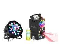 Pack Lumières IBIZA LIGHT - Projecteur 2-en-1 PAR Astro - Machine Fumée LED RGB Dj Disco Noir