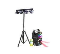 Pack Lumières - Pied Eclairages 4 Projecteurs PAR LED RGB - Machine Fumée LEDS RGB FOGGY-ASTRO Cadeau Fête Soirée Dj