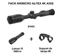 PACK Lunette jour et nuit HIKMICRO ALPEX 4K A50E + Lampe IR 940nm + Support de lampe IR