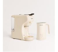 PACK CREATE POTTS Machine à café expresso multi-dosettes et Chauffe-Lait Pétillant et Mousseur à lait et chocolat STUDIO - Blanc cassé Beige G