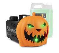 Pack Machine à Fumée Citrouille Halloween & Liquide Supplémentaire 5L - Rires Diaboliques et Effets Lumineux