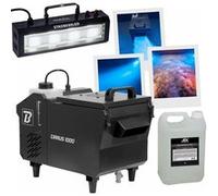 Pack Machine à fumée Lourde 1000W BoomTone DJ CIRRUS1000 - Liquide PROSMOKE5L-LOW - Stroboscope STROBE80LED Mariage Spectacle Noir