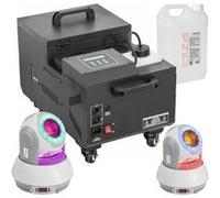 Pack Machine à Fumée Lourde 1500W - 2 Lyres Beam 40W Ibiza Light - Bidon Liquide - Soirée Dj Mariage Pro Fête Danse