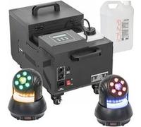 Ibiza Light - Pack Machine à Fumée Lourde 1500W - 2 Lyres Wash 30W Ibiza STAR-SPOT - Soirée Fête Mariage Danse Dj Pro