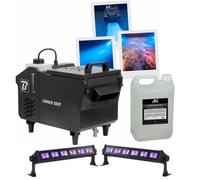 Pack Machine à fumée Lourde BoomTone DJ CIRRUS1000 1000W DMX Télécommande - Liquide PROSMOKE5L-LOW - 2 Barres Ibiza LED-UVBAR6