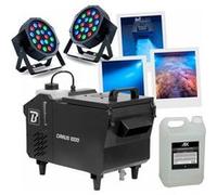 Pack Machine à Fumée Lourde BoomTone DJ CIRRUS1000 DMX - Liquide AFX PROSMOKE5L - 2 Projecteurs PARTY-PAR181 RGB Noir