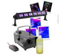 Pack Machine Fumée 400W BoomToneDJ BOOF400 - Barre Lumière noire UV LEDUVBAR6 Ibiza - Liquide fumée 1L - Fête DJ Effet Animation