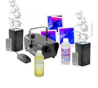 Pack Machine Fumée 400W BoomToneDJ BOOF400 - Machine à bulles LED BUBBLE-DREAM Ibiza - Liquides Inclus - Evénement Fête Animation