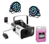 Pack Machine Fumée Professionnelle 1000W BoomToneDJ F1000PRO 2 télécommandes - 2 Projecteurs PAR RGB PARTY-PAR181 - Liquide fumée 5L