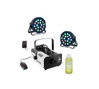 Pack Machine Fumée Professionnelle 1000W BoomToneDJ F1000PRO 2 télécommandes - 2 Projecteurs PAR RGB PARTY-PAR181 - Liquide fumée 1L