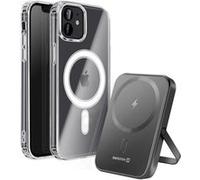 Pack MagSafe iPhone 12 Mini avec Coque Bi-matière et Powerbank 5000 mAh Swissten Transparent Transparent