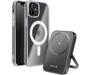 Pack MagSafe iPhone 12 Mini avec Coque Bi-matière et Powerbank 5000 mAh Swissten Transparent Transparent