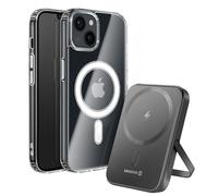 Pack MagSafe iPhone 13 Mini avec Coque Bi-matière et Powerbank 5000 mAh Swissten Transparent