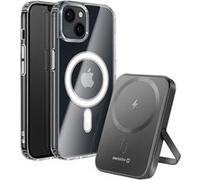 Pack MagSafe iPhone 13 Mini avec Coque Bi-matière et Powerbank 5000 mAh Swissten Transparent